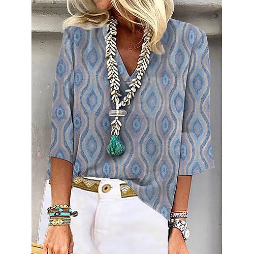 Chemise Chemisier Femme Bleu Géométrique Imprimer Manches 3/4 Casual du quotidien Col V Normal Ample S
Chemise Chemisier Femme Bleu Géométrique Imprimer Manches 3/4 Casual du quotidien Col V Normal Ample S