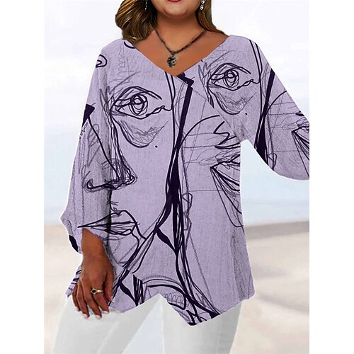 Women's Plus Size Tops Blouse Shirt Abstract Print Long Sleeve V Neck Casual Daily Going out Polyester Fall Winter Green Blue / 3D Print
Women's Plus Size Tops Blouse Shirt Abstract Print Long Sleeve V Neck Casual Daily Going out Polyester Fall Winter Green Blue / 3D Print