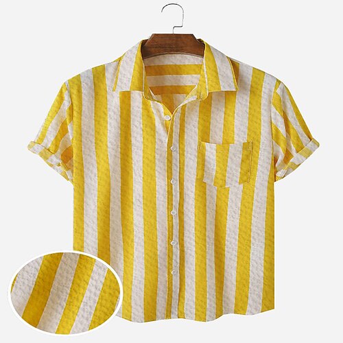 Men's Seersucker Shirt Striped Turndown Green Blue Yellow Black Street Daily Short Sleeve Button-Down Clothing Apparel Lightweight Soft Breathable Comfortable / Summer / Summer / Sports
Men's Seersucker Shirt Striped Turndown Green Blue Yellow Black Street Daily Short Sleeve Button-Down Clothing Apparel Lightweight Soft Breathable Comfortable / Summer / Summer / Sports