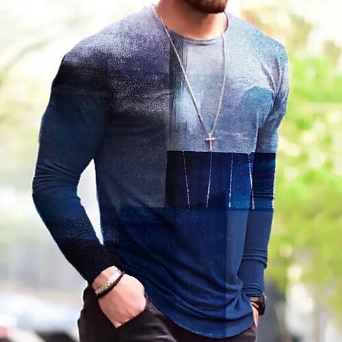 Men's Unisex T shirt Tee 3D Print Color Block Graphic Prints Crew Neck Street Daily Print Long Sleeve Tops Basic Casual Big and Tall Sports Blue
Men's Unisex T shirt Tee 3D Print Color Block Graphic Prints Crew Neck Street Daily Print Long Sleeve Tops Basic Casual Big and Tall Sports Blue