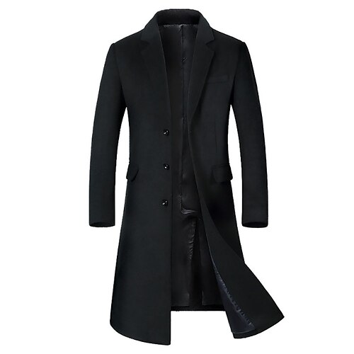 Men's Casual Overcoat Long Regular Fit Solid Colored Single Breasted Three-buttons Black Grey 2022 / Winter
Men's Casual Overcoat Long Regular Fit Solid Colored Single Breasted Three-buttons Black Grey 2022 / Winter