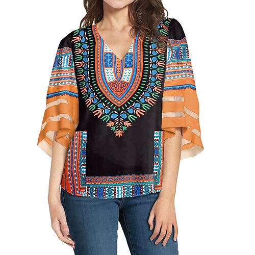 Women's Blouse Graphic Patterned Daily Weekend Bohemian Theme Blouse Shirt Half Sleeve Print V Neck Casual Boho Blue Purple Yellow S
Women's Blouse Graphic Patterned Daily Weekend Bohemian Theme Blouse Shirt Half Sleeve Print V Neck Casual Boho Blue Purple Yellow S