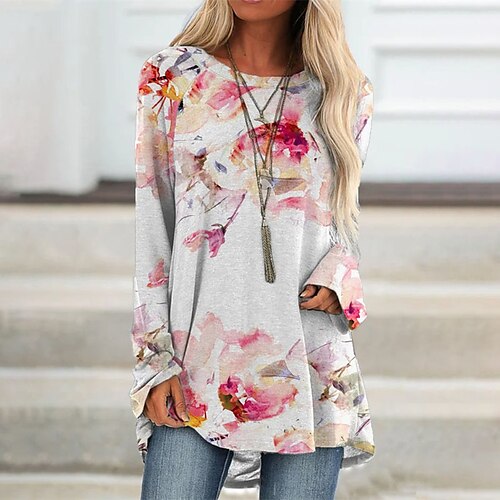 Women's T Shirt Dress Tee Dress Casual Dress Short Mini Dress Pink Yellow Long Sleeve Floral Print Fall Winter Crew Neck Casual Loose 2022 S M L XL XXL / Cotton
Women's T Shirt Dress Tee Dress Casual Dress Short Mini Dress Pink Yellow Long Sleeve Floral Print Fall Winter Crew Neck Casual Loose 2022 S M L XL XXL / Cotton