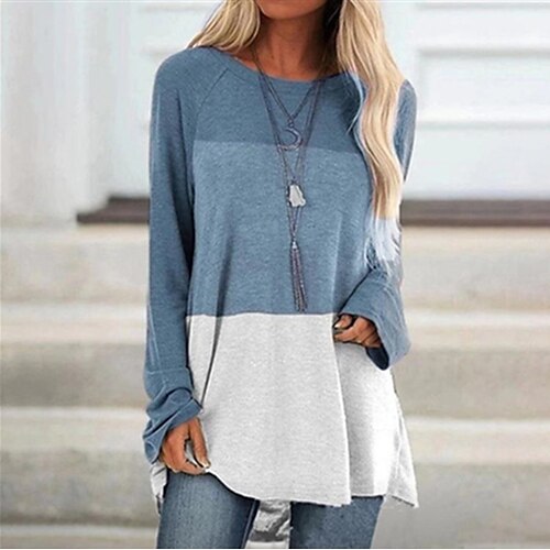 Women's T shirt Tee Green Blue Purple Color Block Print Long Sleeve Casual Weekend Basic Round Neck Long S / 3D Print
Women's T shirt Tee Green Blue Purple Color Block Print Long Sleeve Casual Weekend Basic Round Neck Long S / 3D Print