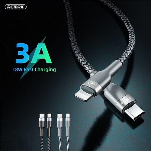 

1 Pack Remax USB C Cable 3.3ft USB C to USB C 3 A Charging Cable Fast Charging High Data Transfer Nylon Braided Durable For Macbook iPad Samsung Phone Accessory