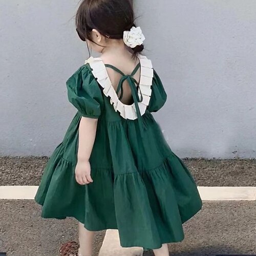 Kids Little Girls' Dress Solid Colored A Line Dress School Daily Green Midi Short Sleeve Beautiful Cute Dresses Summer Regular Fit 1 PC 3-10 Years
Kids Little Girls' Dress Solid Colored A Line Dress School Daily Green Midi Short Sleeve Beautiful Cute Dresses Summer Regular Fit 1 PC 3-10 Years