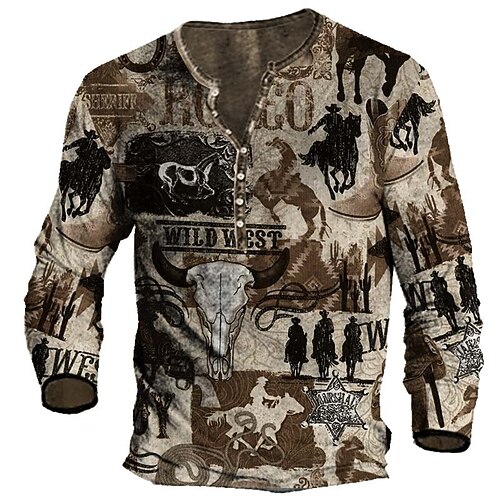 Men's Henley Shirt Tee T shirt Tee 3D Print Graphic Animal Plus Size Henley Daily Sports Button-Down Print Long Sleeve Tops Designer Basic Classic Comfortable Brown
Men's Henley Shirt Tee T shirt Tee 3D Print Graphic Animal Plus Size Henley Daily Sports Button-Down Print Long Sleeve Tops Designer Basic Classic Comfortable Brown