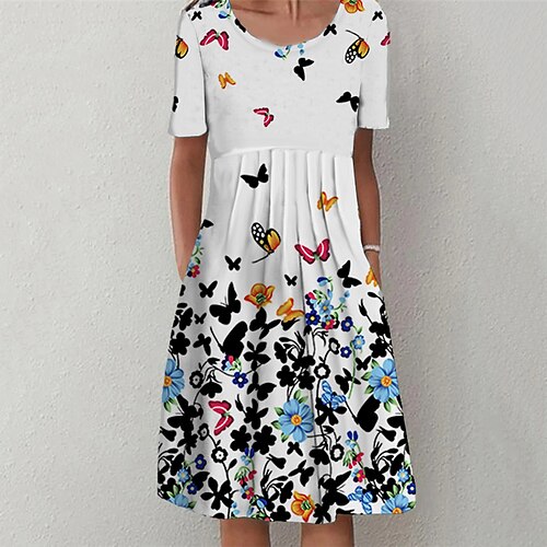Women's Shift Dress Knee Length Dress White Short Sleeve Floral Butterfly Animal Ruched Pocket Print Spring Summer Crew Neck Casual Vacation 2022 S M L XL XXL 3XL
Women's Shift Dress Knee Length Dress White Short Sleeve Floral Butterfly Animal Ruched Pocket Print Spring Summer Crew Neck Casual Vacation 2022 S M L XL XXL 3XL