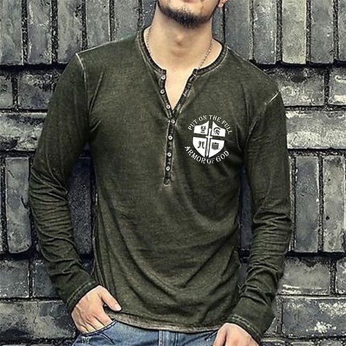 Men's T shirt Tee Henley Shirt Tee Graphic Letter Henley Army Green Long Sleeve 3D Print Plus Size Outdoor Daily Button-Down Print Tops Basic Designer Classic Comfortable / Sports
Men's T shirt Tee Henley Shirt Tee Graphic Letter Henley Army Green Long Sleeve 3D Print Plus Size Outdoor Daily Button-Down Print Tops Basic Designer Classic Comfortable / Sports