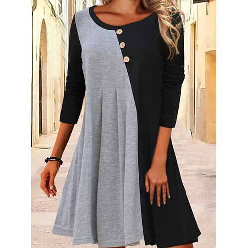 Women's Casual Dress Mini Dress Black gray 3/4 Length Sleeve Color Gradient Ruched Winter Fall Crew Neck Modern Weekend 2022 S M L XL XXL
Women's Casual Dress Mini Dress Black gray 3/4 Length Sleeve Color Gradient Ruched Winter Fall Crew Neck Modern Weekend 2022 S M L XL XXL