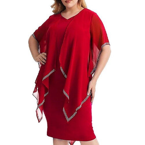 Women's Plus Size Work Dress Solid Color V Neck Half Sleeve Fall Winter Work Formal Knee Length Dress Work Dress
Women's Plus Size Work Dress Solid Color V Neck Half Sleeve Fall Winter Work Formal Knee Length Dress Work Dress