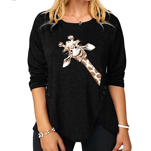 Women's Plus Size Tops T shirt Tee Giraffe Animal Print Long Sleeve Crewneck Casual Daily Going out Cotton Blend Fall Spring Green Black
Women's Plus Size Tops T shirt Tee Giraffe Animal Print Long Sleeve Crewneck Casual Daily Going out Cotton Blend Fall Spring Green Black