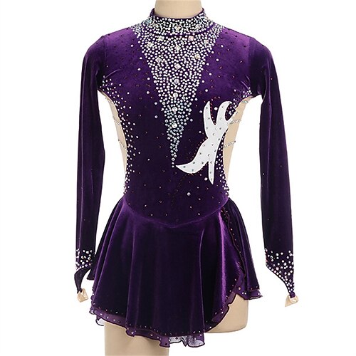 Figure Skating Dress Women's Girls' Ice Skating Dress Purple Thumbhole High Elasticity Training Competition Skating Wear Crystal / Rhinestone Long Sleeve Ice Skating Figure Skating / Winter
Figure Skating Dress Women's Girls' Ice Skating Dress Purple Thumbhole High Elasticity Training Competition Skating Wear Crystal / Rhinestone Long Sleeve Ice Skating Figure Skating / Winter