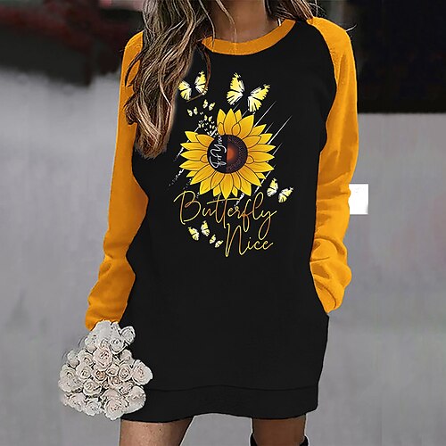 Women's Hoodie Dress Active Streetwear Long Pocket Print Black Butterfly Text Sunflower Daily Round Neck Long Sleeve S M L XL XXL / 3D Print
Women's Hoodie Dress Active Streetwear Long Pocket Print Black Butterfly Text Sunflower Daily Round Neck Long Sleeve S M L XL XXL / 3D Print