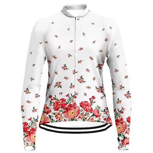 21Grams Women's Cycling Jersey Long Sleeve Bike Top with 3 Rear Pockets Mountain Bike MTB Road Bike Cycling Breathable Quick Dry Moisture Wicking Reflective Strips White Floral Botanical Polyester
21Grams Women's Cycling Jersey Long Sleeve Bike Top with 3 Rear Pockets Mountain Bike MTB Road Bike Cycling Breathable Quick Dry Moisture Wicking Reflective Strips White Floral Botanical Polyester