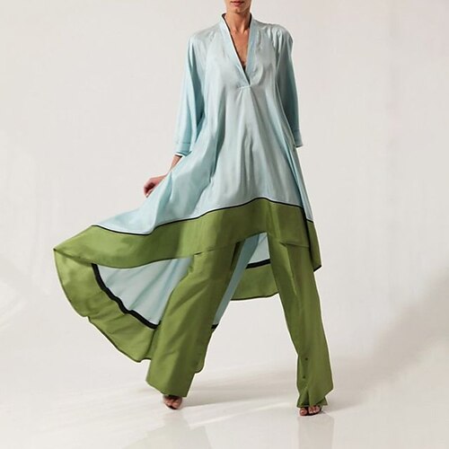Women's Vintage Color Block Casual Daily Two Piece Set Blouse Shirt Pant Patchwork Tops
Women's Vintage Color Block Casual Daily Two Piece Set Blouse Shirt Pant Patchwork Tops