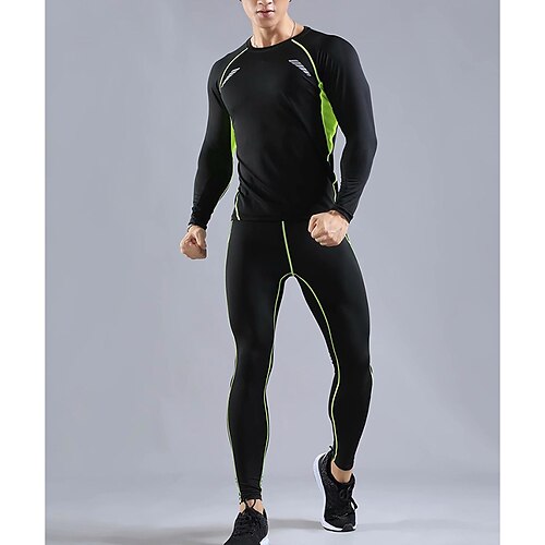 Men's Activewear Set Compression Suit Patchwork 2 Piece Athletic Long Sleeve Spandex Breathable Quick Dry Moisture Wicking Fitness Running Jogging Sportswear Activewear Color Block BlackGray Black
Men's Activewear Set Compression Suit Patchwork 2 Piece Athletic Long Sleeve Spandex Breathable Quick Dry Moisture Wicking Fitness Running Jogging Sportswear Activewear Color Block BlackGray Black