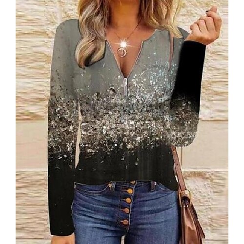 Women's T shirt Tee No 4 number 1 number 2 Graphic Quarter Zip Print Long Sleeve Daily Weekend Basic V Neck Regular Painting S / 3D Print
Women's T shirt Tee No 4 number 1 number 2 Graphic Quarter Zip Print Long Sleeve Daily Weekend Basic V Neck Regular Painting S / 3D Print