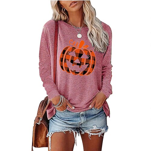 Women's T shirt Tee Pumpkin Halloween Casual Weekend T shirt Tee Long Sleeve Print Round Neck Basic Halloween Green Black Blue S
Women's T shirt Tee Pumpkin Halloween Casual Weekend T shirt Tee Long Sleeve Print Round Neck Basic Halloween Green Black Blue S