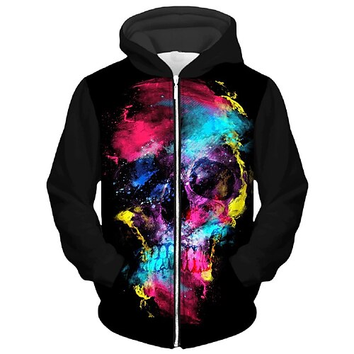 Men's Unisex Full Zip Hoodie Jacket Hooded Skull Graphic Prints Zipper Print Sports Outdoor Daily Sports 3D Print Basic Streetwear Hoodies Sweatshirts Long Sleeve Black
Men's Unisex Full Zip Hoodie Jacket Hooded Skull Graphic Prints Zipper Print Sports Outdoor Daily Sports 3D Print Basic Streetwear Hoodies Sweatshirts Long Sleeve Black