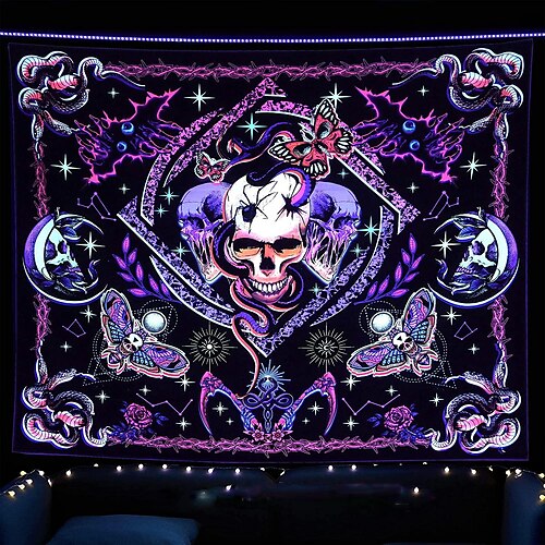 Skull Blacklight Uv Reactive Wall Tapestry Art Decor Blanket Curtain Hanging Home Bedroom Living Room Decoration Polyester
Skull Blacklight Uv Reactive Wall Tapestry Art Decor Blanket Curtain Hanging Home Bedroom Living Room Decoration Polyester