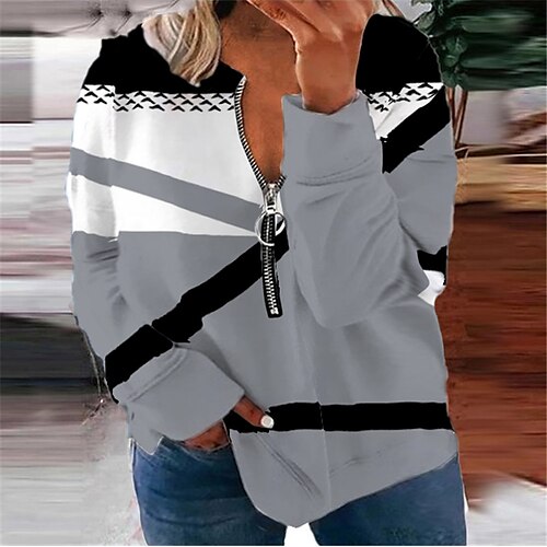 Women's Plus Size Tops Pullover Sweatshirt Color Block Geometry Zipper Print Long Sleeve Round Neck Streetwear Daily Vacation Polyester Fall Winter Blue Gray
Women's Plus Size Tops Pullover Sweatshirt Color Block Geometry Zipper Print Long Sleeve Round Neck Streetwear Daily Vacation Polyester Fall Winter Blue Gray