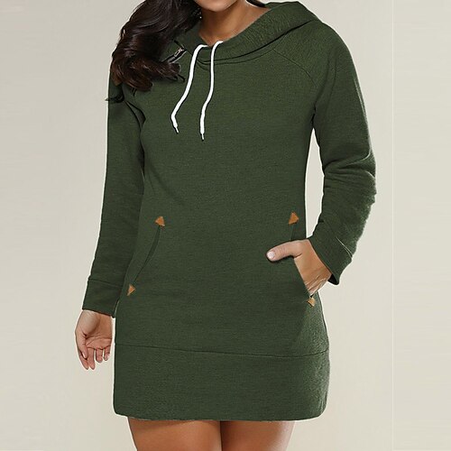 Women's Plus Size Sheath Dress Solid Color Hooded Long Sleeve Fall Winter Stylish Basic Short Mini Dress Daily Vacation Dress
Women's Plus Size Sheath Dress Solid Color Hooded Long Sleeve Fall Winter Stylish Basic Short Mini Dress Daily Vacation Dress