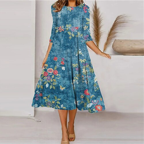 Women's Casual Dress Shift Dress Midi Dress Blue Wine Brown 3/4 Length Sleeve Floral Ruched Print Fall Winter Round Neck Casual Vacation 2022 S M L XL XXL 3XL
Women's Casual Dress Shift Dress Midi Dress Blue Wine Brown 3/4 Length Sleeve Floral Ruched Print Fall Winter Round Neck Casual Vacation 2022 S M L XL XXL 3XL
