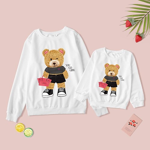 Mommy and Me Sweatshirt Graphic Bear Letter Daily Print White Long Sleeve Adorable Matching Outfits
Mommy and Me Sweatshirt Graphic Bear Letter Daily Print White Long Sleeve Adorable Matching Outfits