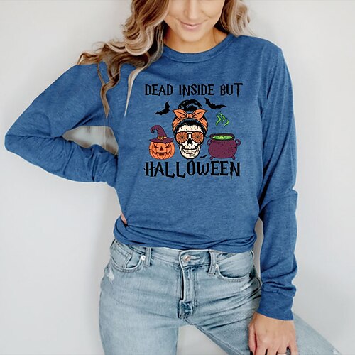 Women's T shirt Tee Graphic Skull Pumpkin Halloween Casual Daily T shirt Tee Long Sleeve Print Round Neck Halloween Green Blue Yellow S
Women's T shirt Tee Graphic Skull Pumpkin Halloween Casual Daily T shirt Tee Long Sleeve Print Round Neck Halloween Green Blue Yellow S