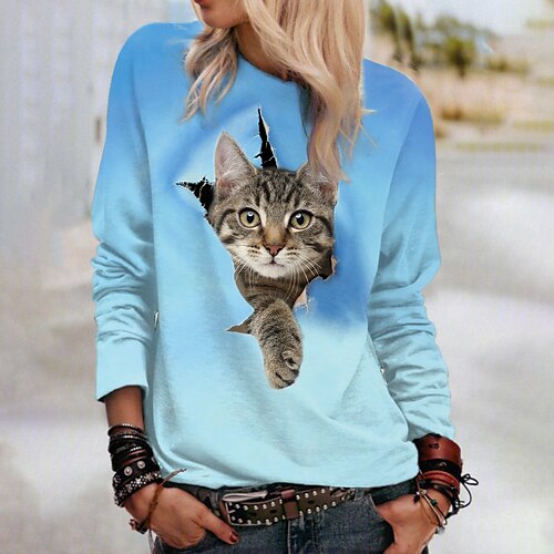 Women's Sweatshirt Pullover Active Streetwear Print Blue Cat 3D Daily Round Neck Long Sleeve S M L XL XXL / 3D Print
Women's Sweatshirt Pullover Active Streetwear Print Blue Cat 3D Daily Round Neck Long Sleeve S M L XL XXL / 3D Print