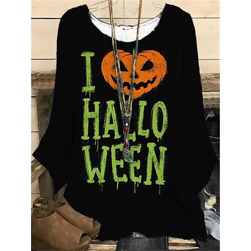 Women's Plus Size Tops Blouse Shirt Letter Pumpkin Print Long Sleeve Crewneck Vintage Casual Festival Halloween Daily Polyester Fall Winter Green Black / 3D Print
Women's Plus Size Tops Blouse Shirt Letter Pumpkin Print Long Sleeve Crewneck Vintage Casual Festival Halloween Daily Polyester Fall Winter Green Black / 3D Print