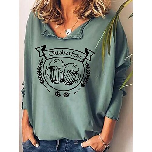 Women's Plus Size Tops Blouse Shirt Beer Letter Print Long Sleeve V Neck Streetwear Daily Vacation Polyester Fall Winter Green
Women's Plus Size Tops Blouse Shirt Beer Letter Print Long Sleeve V Neck Streetwear Daily Vacation Polyester Fall Winter Green