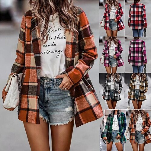 2022 Autumn And Winter European And American Cross-Border Foreign Trade Women's Loose Plaid Long-Sleeved Pocket Woolen Coat Cardigan Top
2022 Autumn And Winter European And American Cross-Border Foreign Trade Women's Loose Plaid Long-Sleeved Pocket Woolen Coat Cardigan Top
