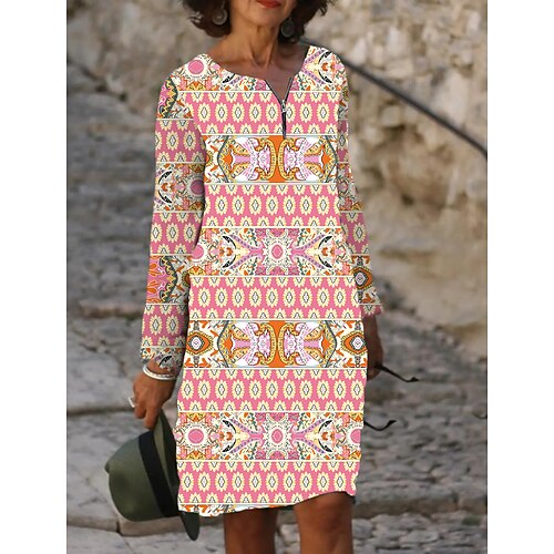 Women's Casual Dress Knee Length Dress Pink Long Sleeve Print Zipper Print Fall Winter Crew Neck Casual 2022 S M L XL 2XL 3XL 4XL 5XL 6XL / 3D Print
Women's Casual Dress Knee Length Dress Pink Long Sleeve Print Zipper Print Fall Winter Crew Neck Casual 2022 S M L XL 2XL 3XL 4XL 5XL 6XL / 3D Print