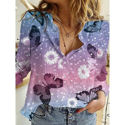 Women's Blouse Butterfly Daily Weekend Blouse Shirt Long Sleeve Print Shirt Collar Casual Streetwear Blue Purple Light Green S
Women's Blouse Butterfly Daily Weekend Blouse Shirt Long Sleeve Print Shirt Collar Casual Streetwear Blue Purple Light Green S