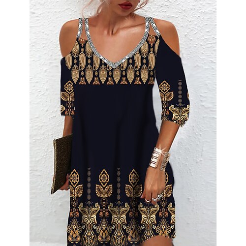Women's Casual Dress A Line Dress Short Mini Dress Black 3/4 Length Sleeve Floral Sequins Cold Shoulder Print Fall Spring Spaghetti Strap Casual Fashion 2022 S M L XL XXL 3XL
Women's Casual Dress A Line Dress Short Mini Dress Black 3/4 Length Sleeve Floral Sequins Cold Shoulder Print Fall Spring Spaghetti Strap Casual Fashion 2022 S M L XL XXL 3XL