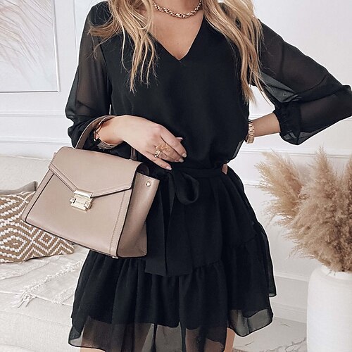 Women's A Line Dress Short Mini Dress Black Long Sleeve Pure Color Ruched Fall Winter V Neck Fashion Modern 2022 S M L XL
Women's A Line Dress Short Mini Dress Black Long Sleeve Pure Color Ruched Fall Winter V Neck Fashion Modern 2022 S M L XL