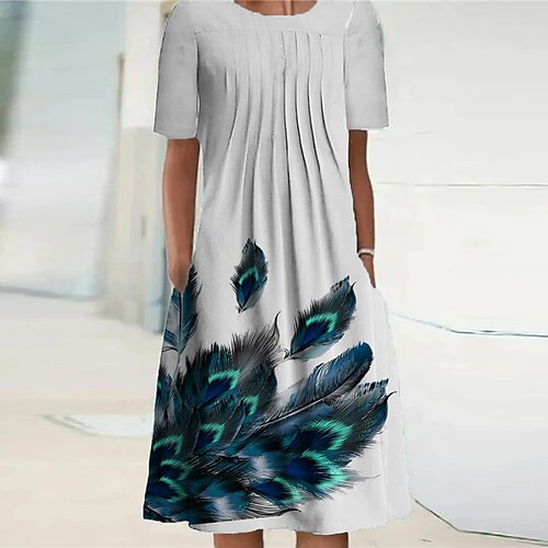 Women's Shift Dress Knee Length Dress Gray Short Sleeve Print Ruched Pocket Print Spring Summer Crew Neck Casual Vacation 2022 S M L XL XXL 3XL
Women's Shift Dress Knee Length Dress Gray Short Sleeve Print Ruched Pocket Print Spring Summer Crew Neck Casual Vacation 2022 S M L XL XXL 3XL