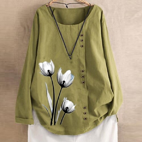 Women's Plus Size Tops Blouse Floral Print Long Sleeve Round Neck Casual Vintage Daily Vacation Polyester Fall Winter Green Dark Blue
Women's Plus Size Tops Blouse Floral Print Long Sleeve Round Neck Casual Vintage Daily Vacation Polyester Fall Winter Green Dark Blue