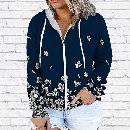 Women's Plus Size Tops Hoodie Sweatshirt Floral Zipper Print Long Sleeve Hooded Streetwear Daily Vacation Polyester Fall Winter White Navy Blue / 3D Print
Women's Plus Size Tops Hoodie Sweatshirt Floral Zipper Print Long Sleeve Hooded Streetwear Daily Vacation Polyester Fall Winter White Navy Blue / 3D Print