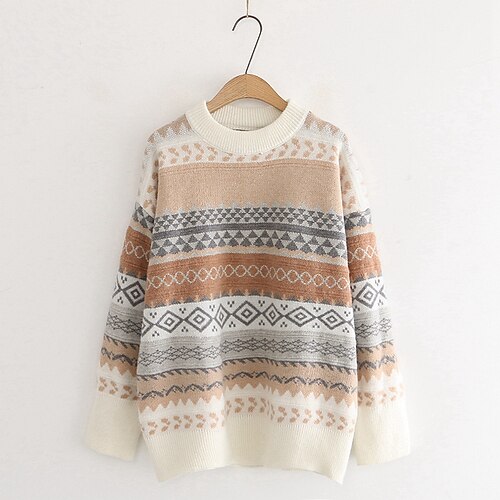 Women's Pullover Sweater Jumper Crochet Knit Knitted Geometric Crew Neck Stylish Casual Daily Holiday Fall Winter White Gray One-Size / Long Sleeve / Regular Fit
Women's Pullover Sweater Jumper Crochet Knit Knitted Geometric Crew Neck Stylish Casual Daily Holiday Fall Winter White Gray One-Size / Long Sleeve / Regular Fit