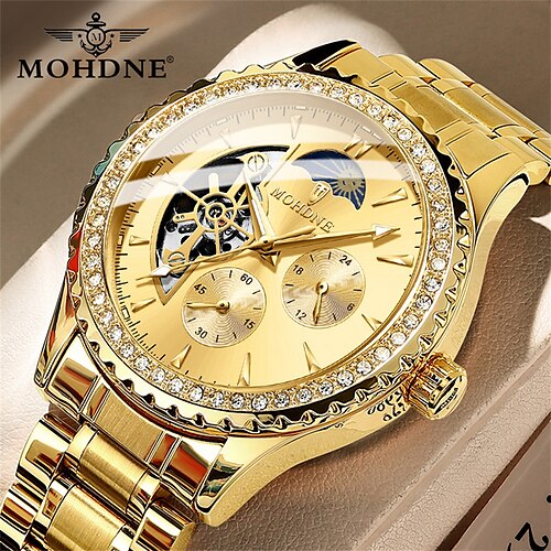 

MOHDNE Mechanical Watch for Men Analog Automatic self-winding Stylish Stylish Formal Style Waterproof Calendar Noctilucent Alloy Alloy Fashion