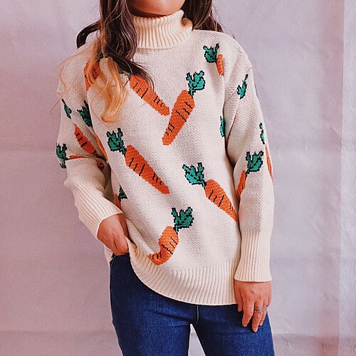 Women's Pullover Sweater Jumper Chunky Knit Tunic Knitted Fruit Turtleneck Stylish Casual Home Daily Fall Winter Blue Beige S M L / Long Sleeve
Women's Pullover Sweater Jumper Chunky Knit Tunic Knitted Fruit Turtleneck Stylish Casual Home Daily Fall Winter Blue Beige S M L / Long Sleeve