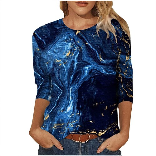 Women's T shirt Tee Graphic Casual Weekend Abstract Painting T shirt Tee 3/4 Length Sleeve Print Round Neck Basic Green Blue Purple S / 3D Print
Women's T shirt Tee Graphic Casual Weekend Abstract Painting T shirt Tee 3/4 Length Sleeve Print Round Neck Basic Green Blue Purple S / 3D Print