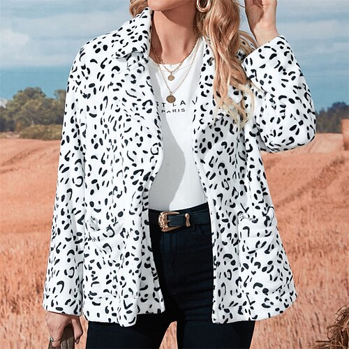 Women's Casual Jacket Warm Comfortable Street Casual Holiday Pocket Cardigan Turndown Fashion Comfortable Street Style Leopard Regular Fit Outerwear Long Sleeve Winter Fall White S M L XL XXL
Women's Casual Jacket Warm Comfortable Street Casual Holiday Pocket Cardigan Turndown Fashion Comfortable Street Style Leopard Regular Fit Outerwear Long Sleeve Winter Fall White S M L XL XXL