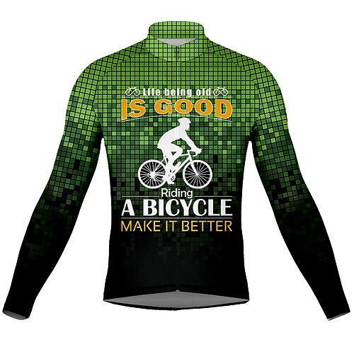 21Grams Men's Cycling Jersey Long Sleeve Bike Top with 3 Rear Pockets Mountain Bike MTB Road Bike Cycling Breathable Quick Dry Moisture Wicking Reflective Strips Green Polyester Spandex Sports
21Grams Men's Cycling Jersey Long Sleeve Bike Top with 3 Rear Pockets Mountain Bike MTB Road Bike Cycling Breathable Quick Dry Moisture Wicking Reflective Strips Green Polyester Spandex Sports