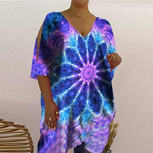 Women's Plus Size Tops T shirt Tee Floral Color Gradient Cut Out Print Half Sleeve V Neck Preppy Daily Going out Cotton Spandex Jersey Spring Summer Green Black / Graphic
Women's Plus Size Tops T shirt Tee Floral Color Gradient Cut Out Print Half Sleeve V Neck Preppy Daily Going out Cotton Spandex Jersey Spring Summer Green Black / Graphic