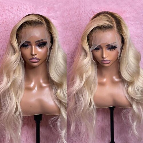 

Remy Human Hair 13x4 Lace Front Wig Free Part Brazilian Hair Wavy Blonde Wig 130% 150% Density with Baby Hair Glueless Pre-Plucked For Women wigs for black women Long Human Hair Lace Wig / Daily Wear