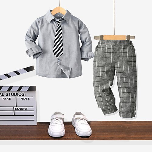 2 Pieces Kids Unisex Shirt & Pants Clothing Set Outfit Plaid Long Sleeve Cotton Set Gentle Fall Spring 2-6 Years Gray
2 Pieces Kids Unisex Shirt & Pants Clothing Set Outfit Plaid Long Sleeve Cotton Set Gentle Fall Spring 2-6 Years Gray